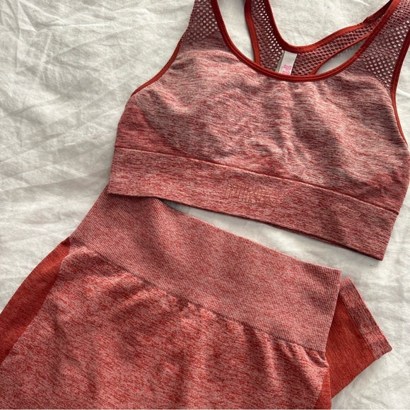 PINK Victoria's Secret Seamless Heathered Workout SET Legging and Bra - Picture 2 of 5